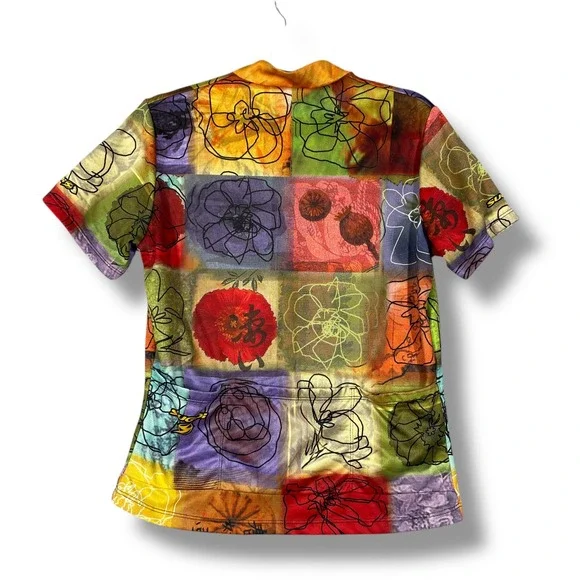Vintage SUGOI Cycling Jersey Floral Abstract Full Zip Short Sleeve Boho Size M - Picture 5 of 7